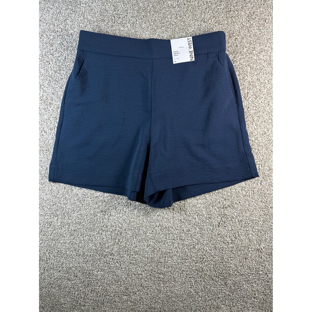 Nine West Luxe Blue Pull-On High-Rise Shorts Size M WW51X405RS1